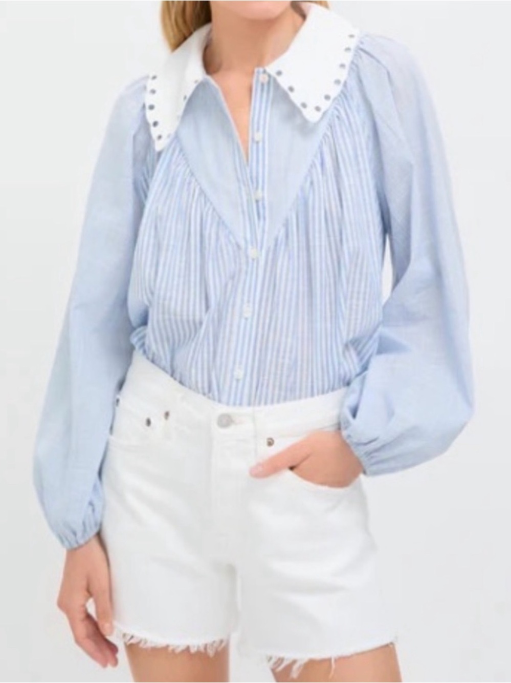 Tuckernuck Chambray Stripe Leti Blouse XS